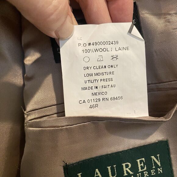 Ralph Lauren LRL Suit Jacket 46S Brown 100% Wool Blazer Sports Coat Herringbone - Picture 15 of 16